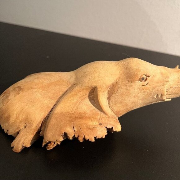 Unique Vintage Hand Carved Wood Elephant - Picture 4 of 8